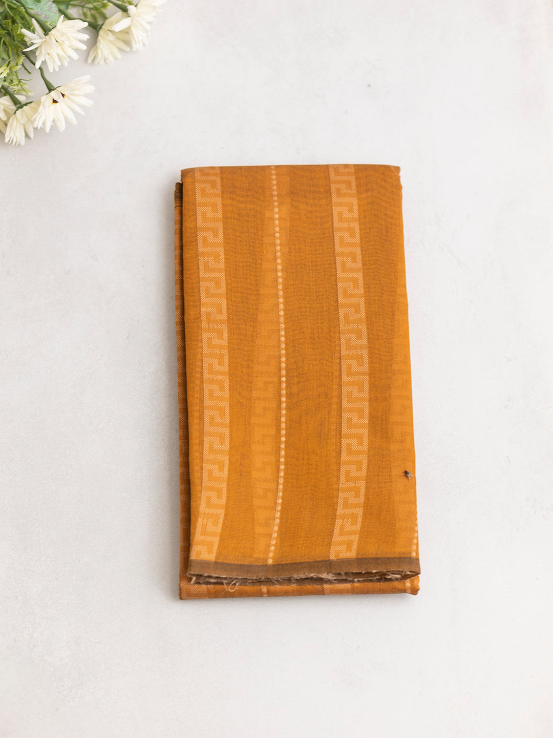 Women Mustard Kora Cotton Saree PCS178