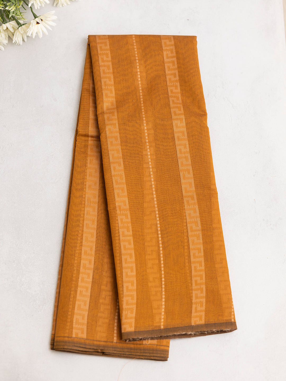 Women Mustard Kora Cotton Saree PCS178