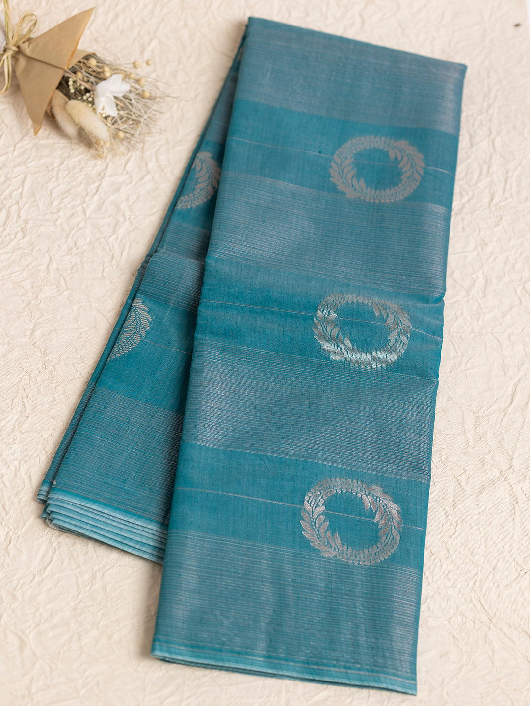 Women Blue Semi Kora Cotton Saree SK98