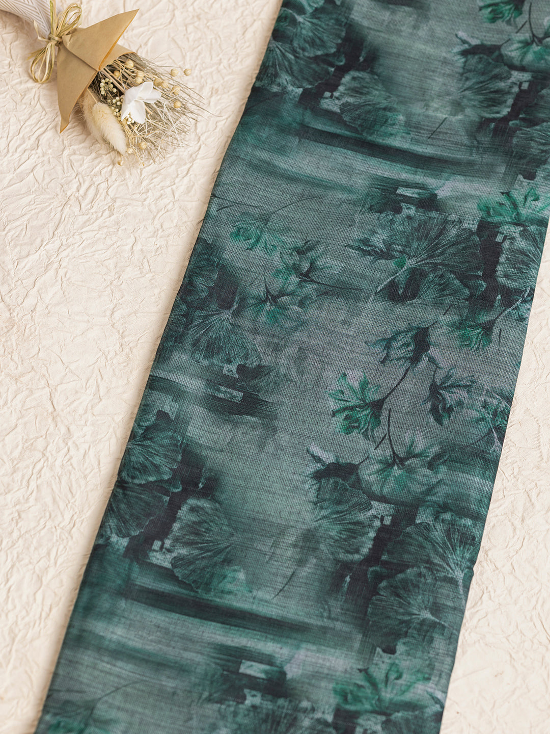 Women Green Semi Linen Saree SL206