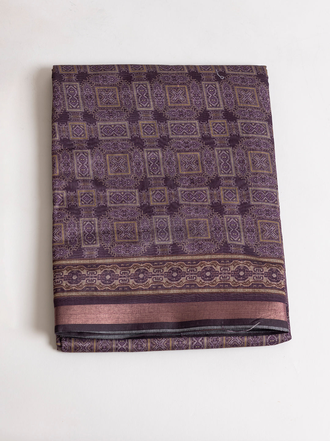 Women Dark Purple Semi Chanderi Cotton Printed Saree SC61