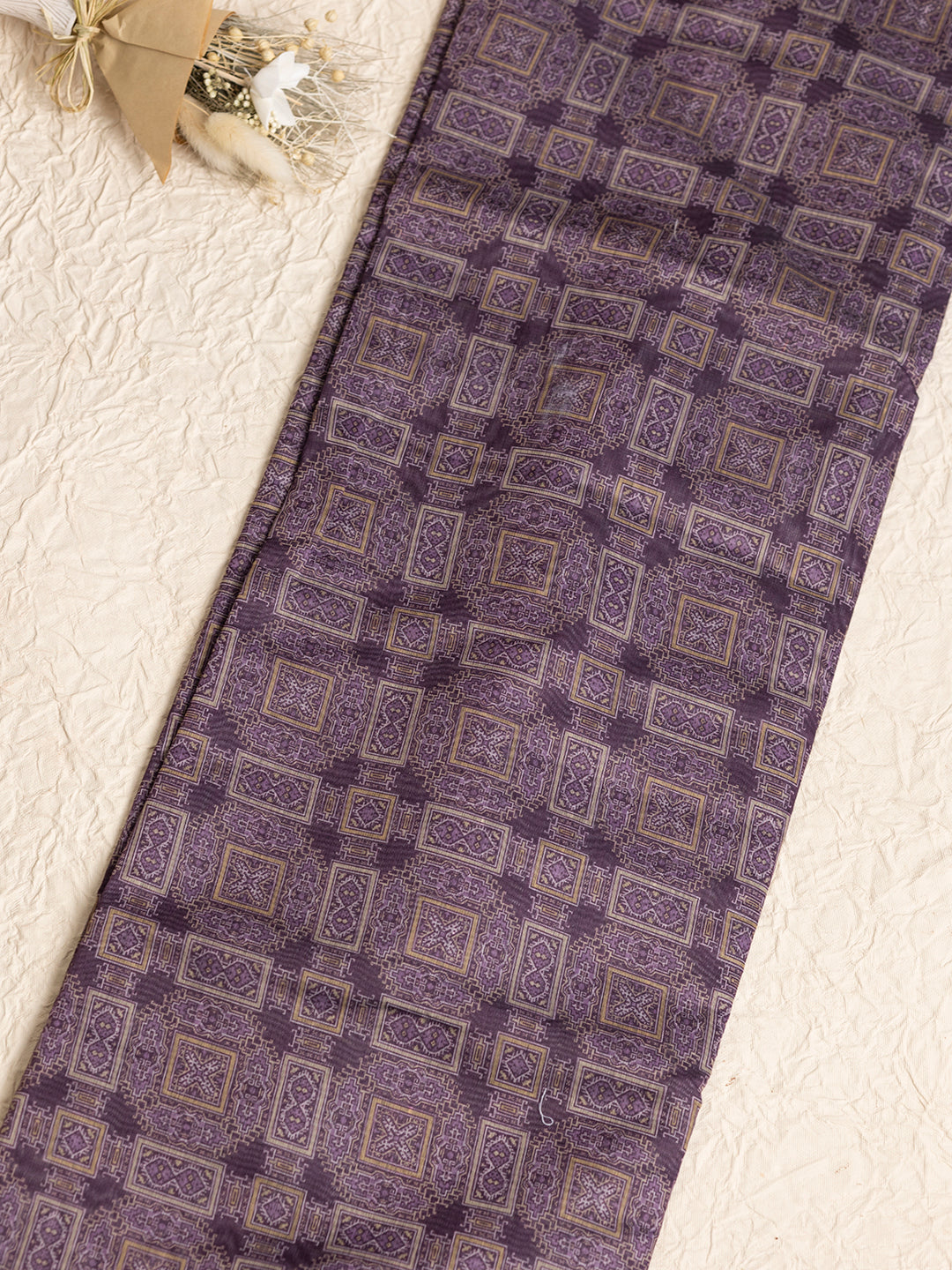 Women Dark Purple Semi Chanderi Cotton Printed Saree SC61