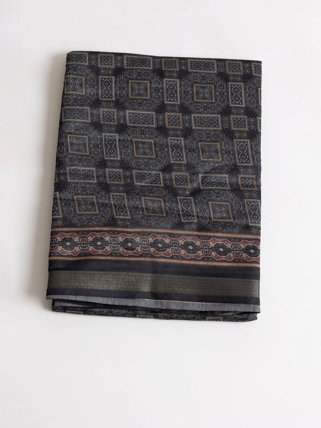 Women Dark Green Semi Chanderi Cotton Printed Saree SC58