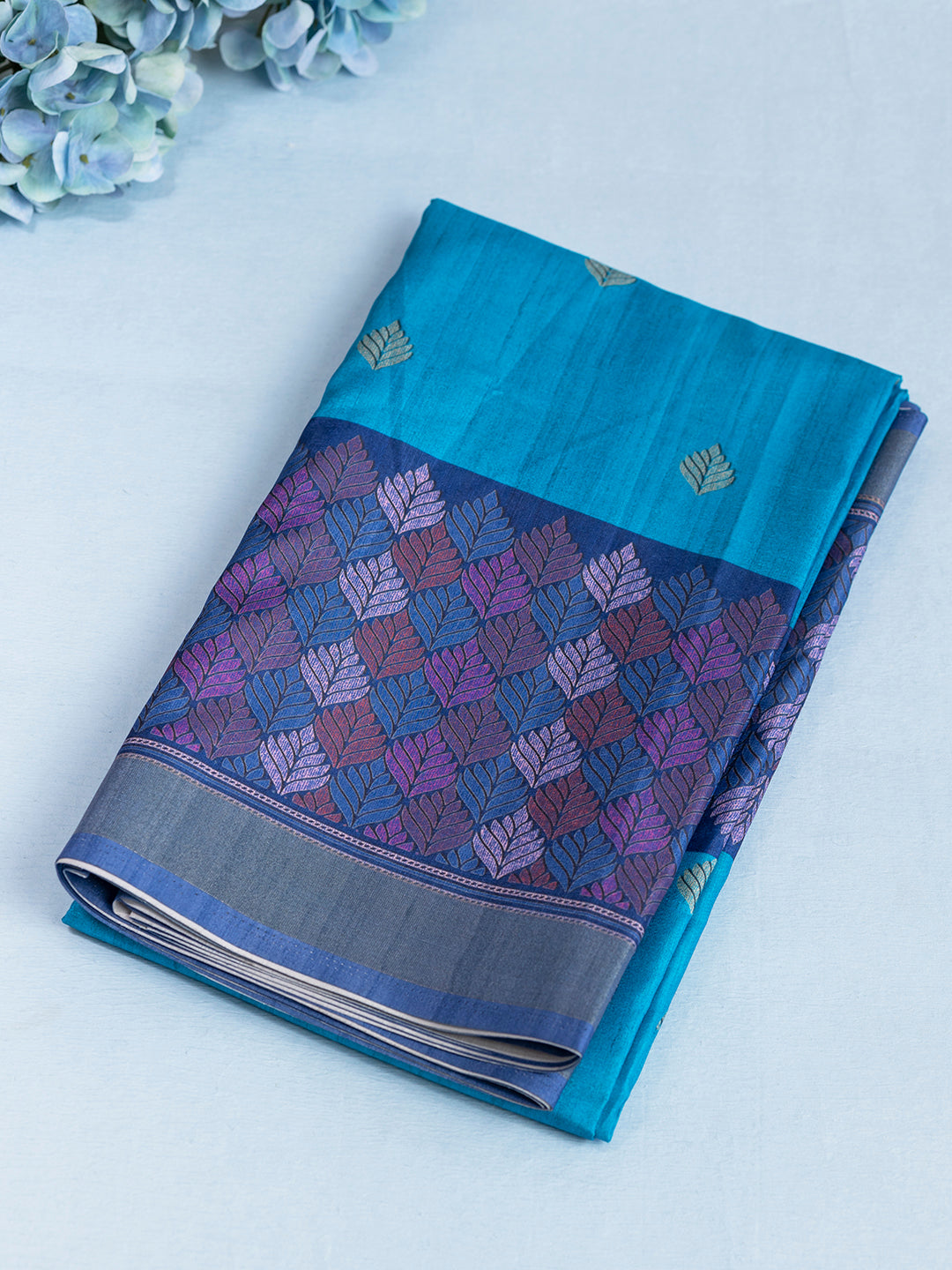 Women Blue Semi Tussar Saree ST240