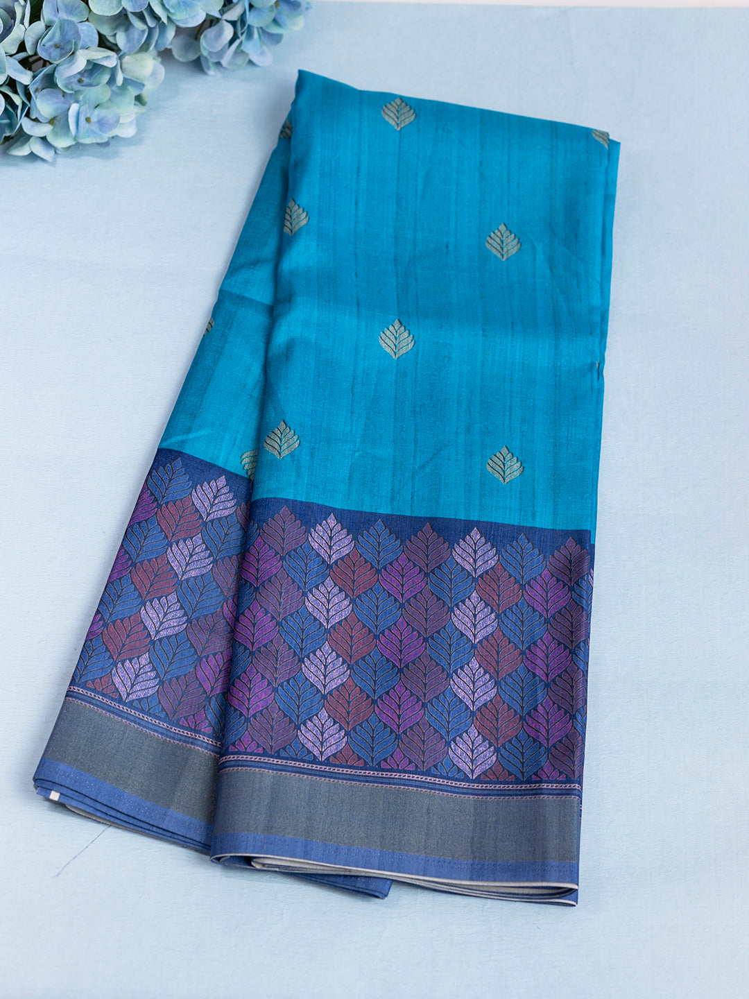 Women Blue Semi Tussar Saree ST240