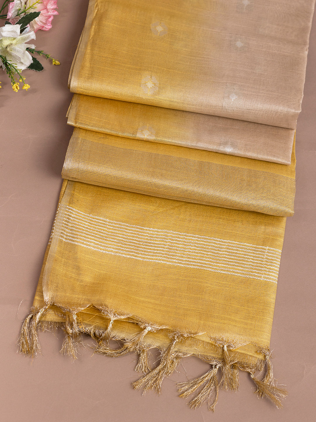Women Yellow Semi Tussar Saree ST235