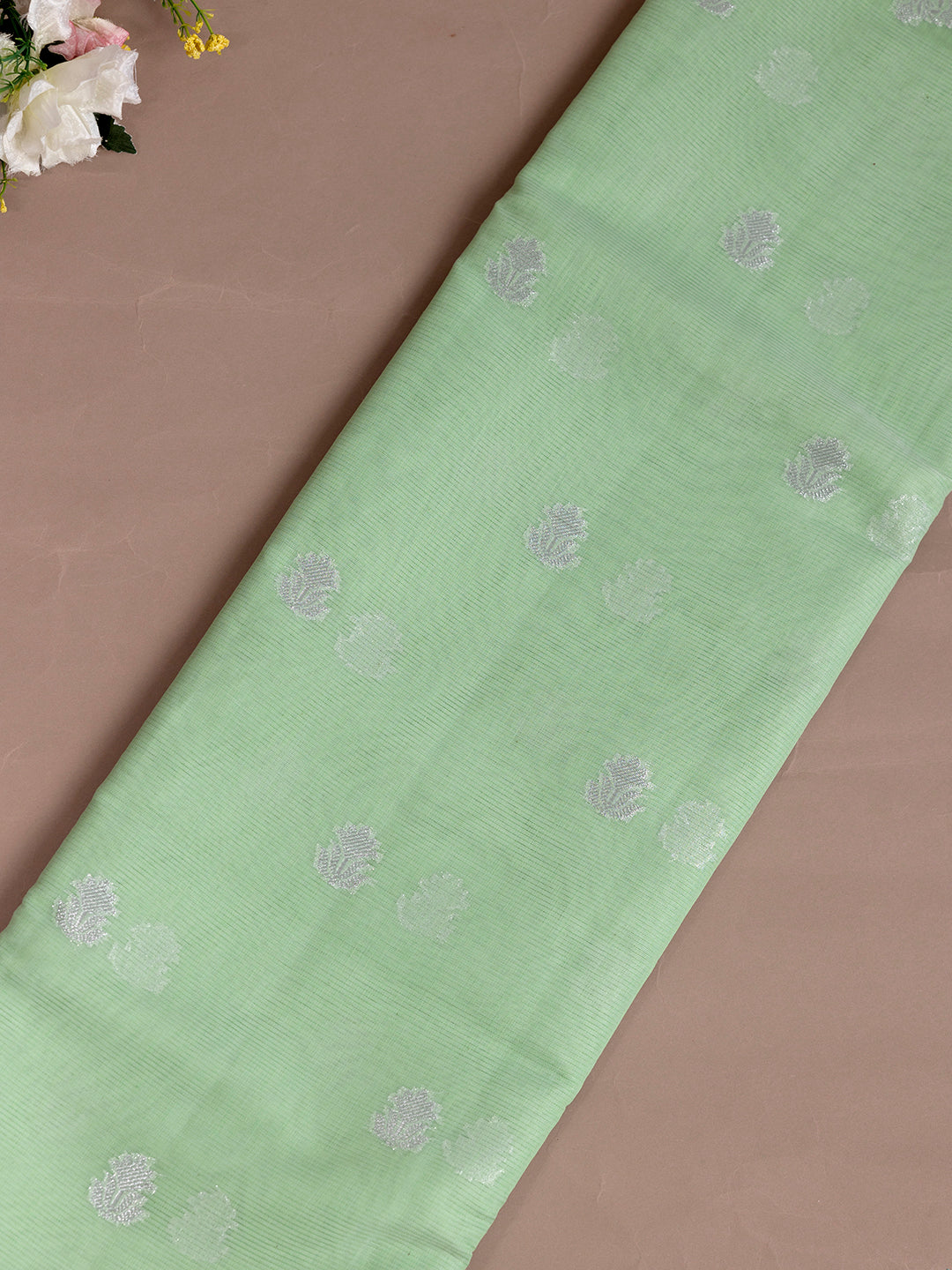 Women Green Semi Chanderi Cotton Printed Saree SC54
