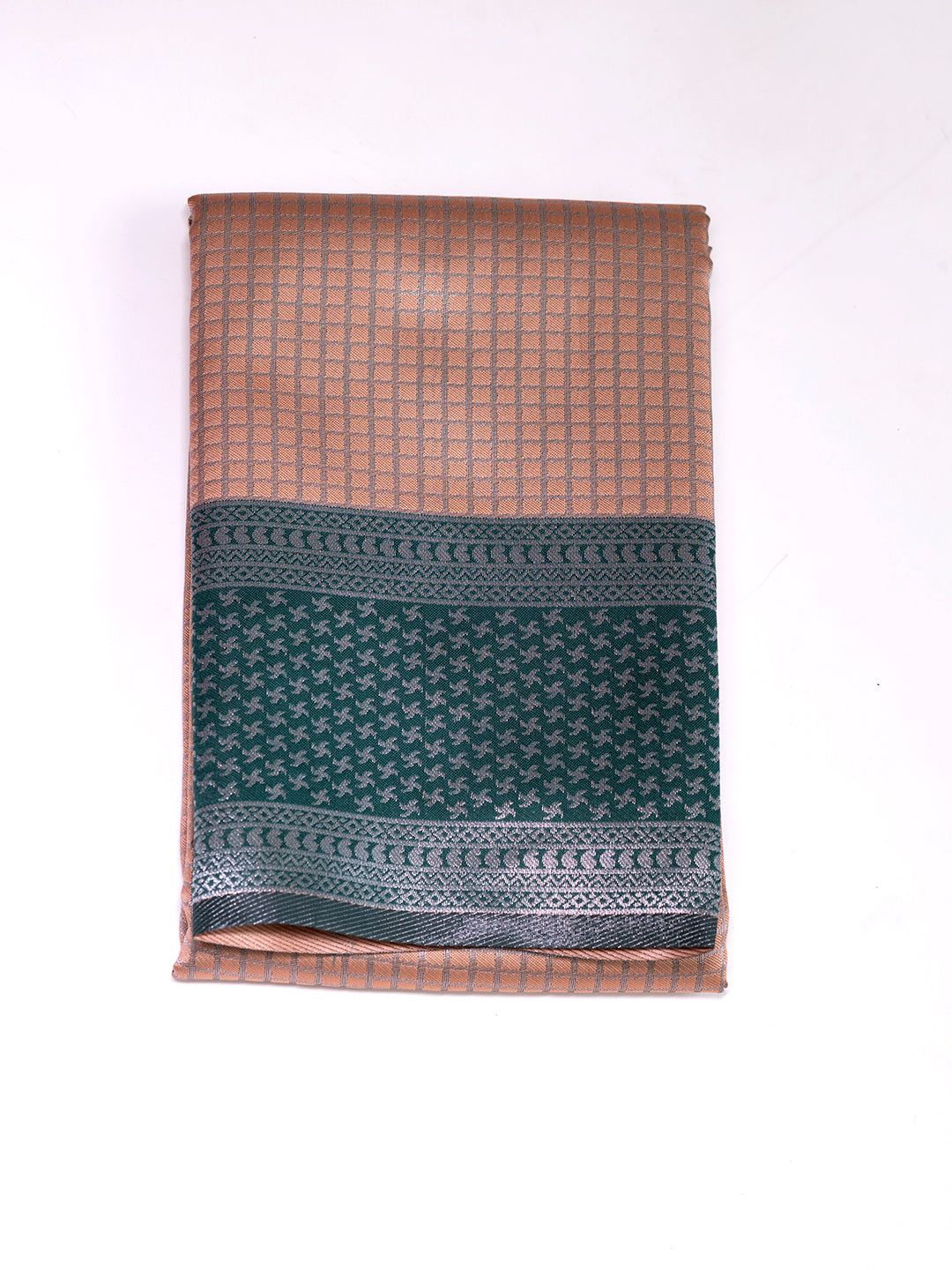 Women Orange Art Silk Checked Jacquard Saree ASS38