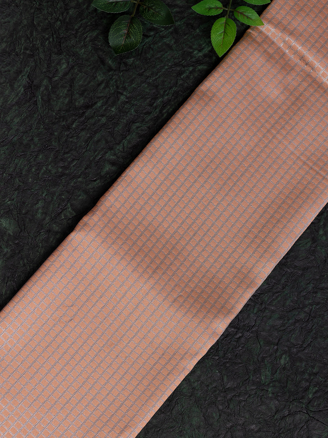 Women Orange Art Silk Checked Jacquard Saree ASS38