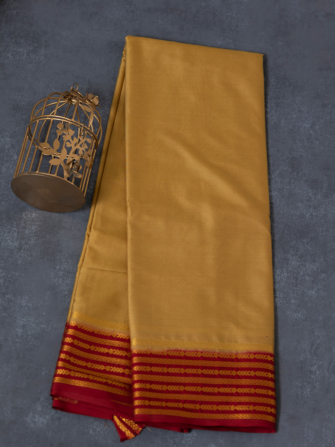 Women Elegant Gold Semi Soft Silk Saree SS343