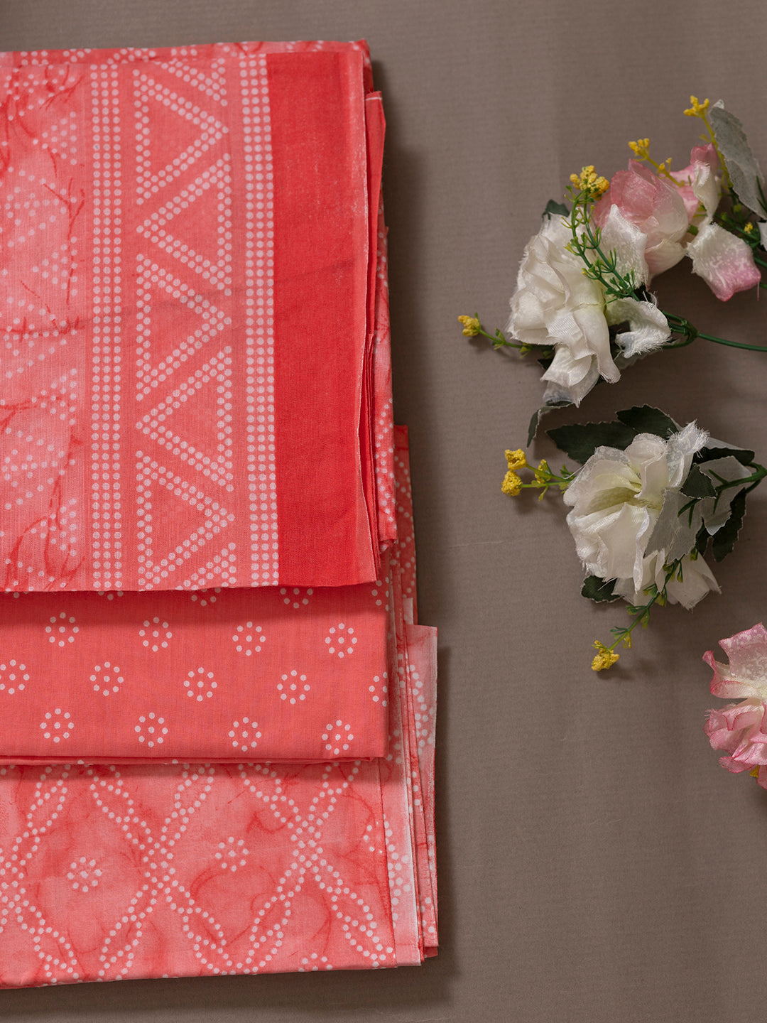 Women Pure Cotton Printed Dress Material Pink DM279