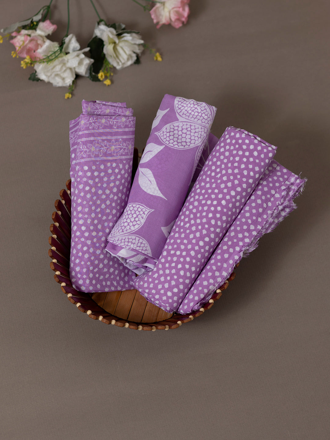 Women Pure Cotton Printed Dress Material Purple DM289