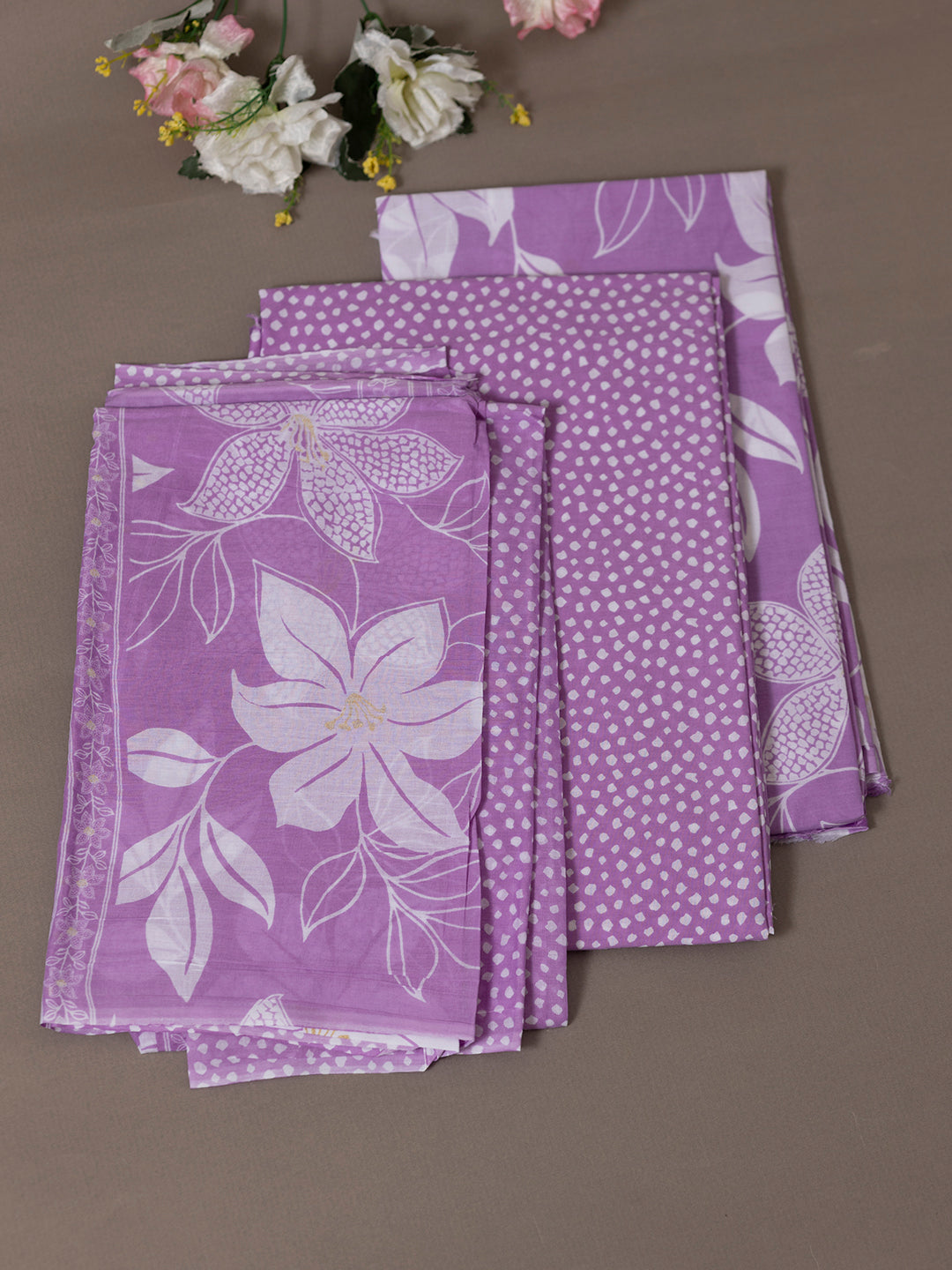 Women Pure Cotton Printed Dress Material Purple DM289