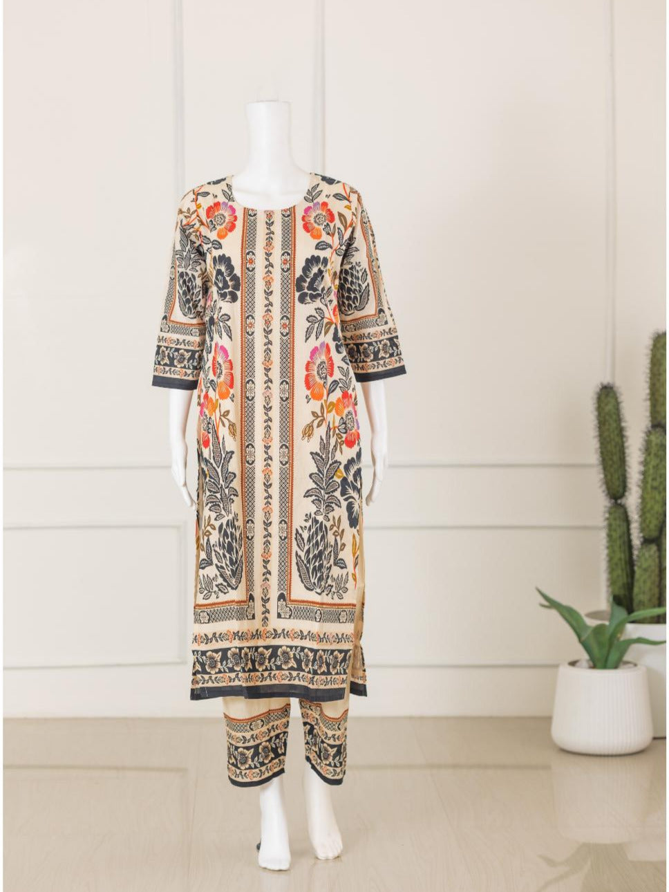 Women Sandal Cotton Printed Kurti Set EKS52