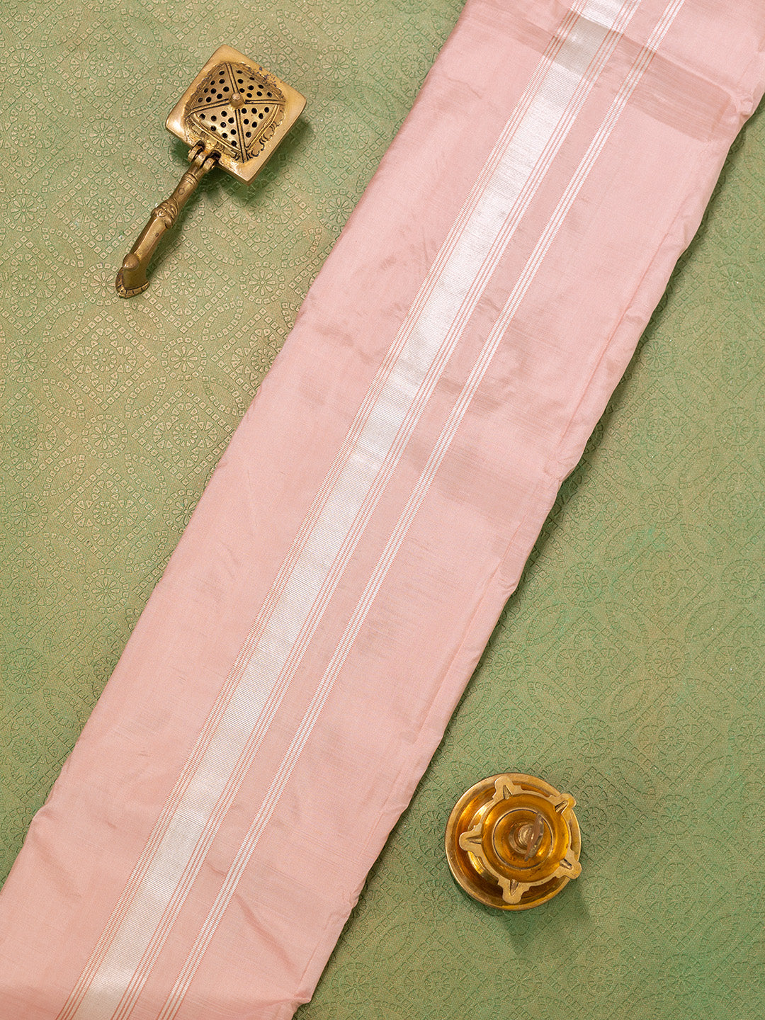 Men Pure Silk Copper Dhoti & Towel Set with 1 1/2" inch Jari Border TKC02