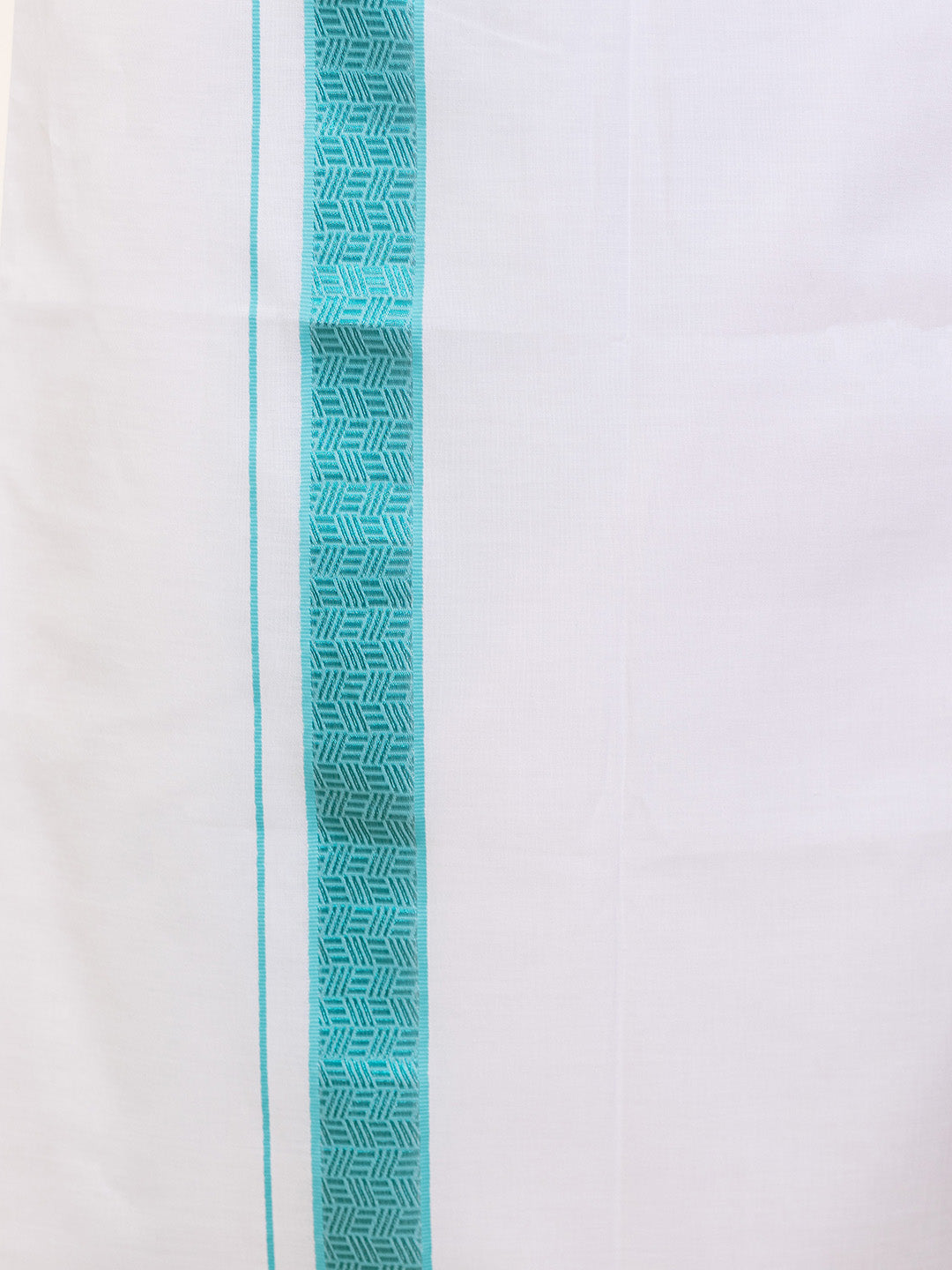Men 100% Cotton Sky Blue Shirt and Fancy Border Dhoti Set BT5