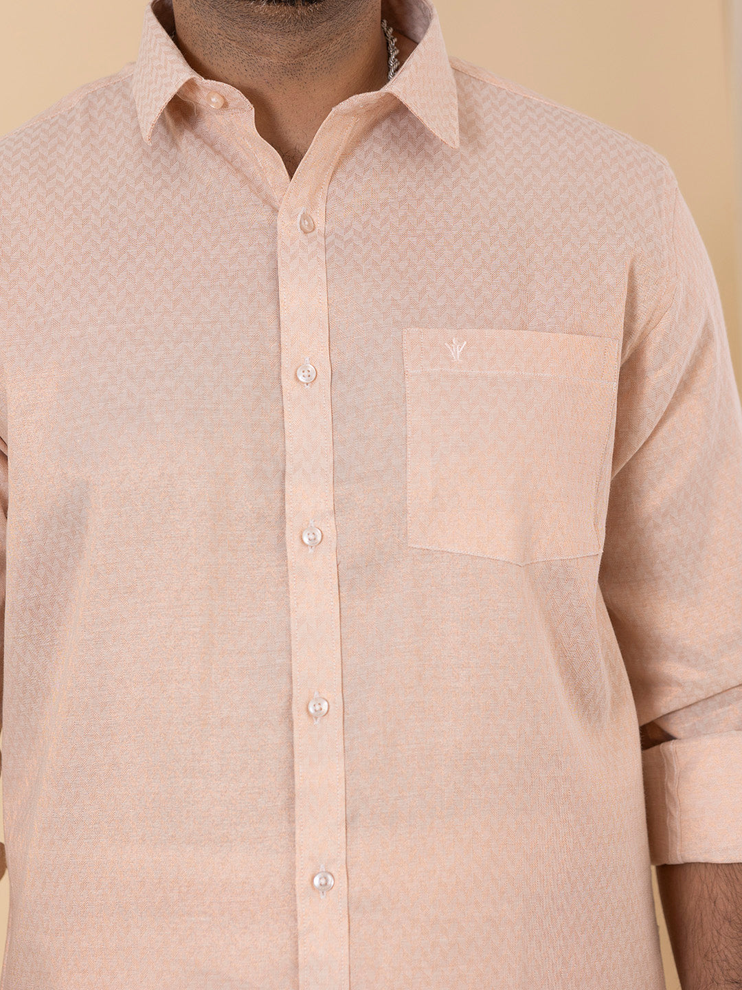 Men Copper Tissue Jacquard Full Sleeves Shirt with Matching Dhoti Set CD12