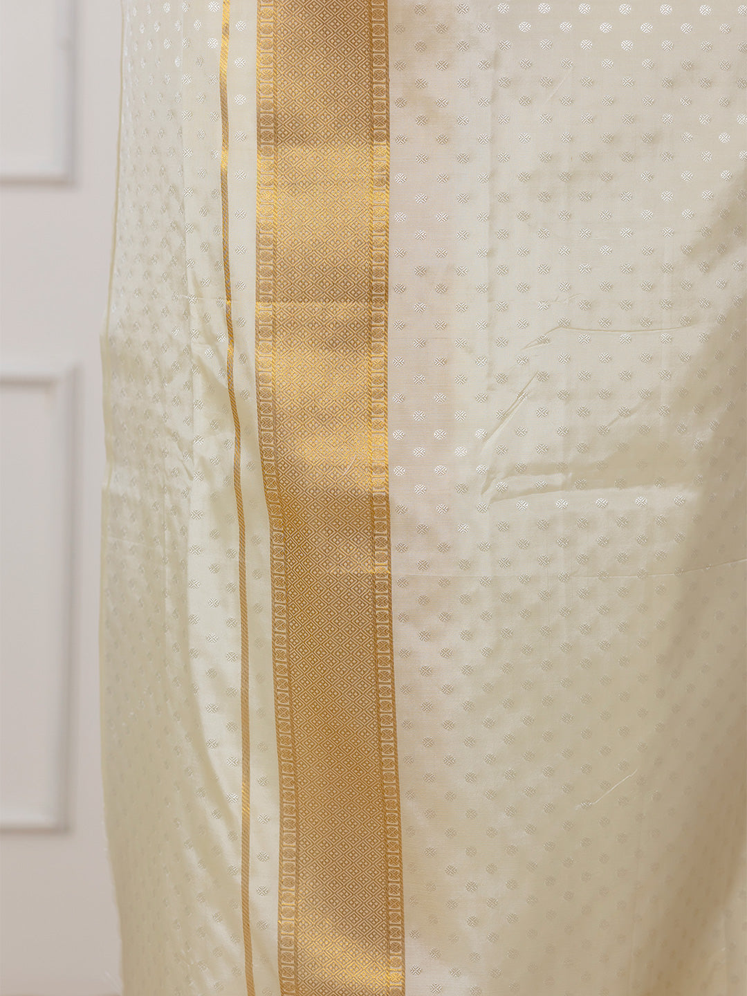 Men Art Silk Cream Self Design Shirt & Dhoti Towel Set Parinayam Grand CRJD5