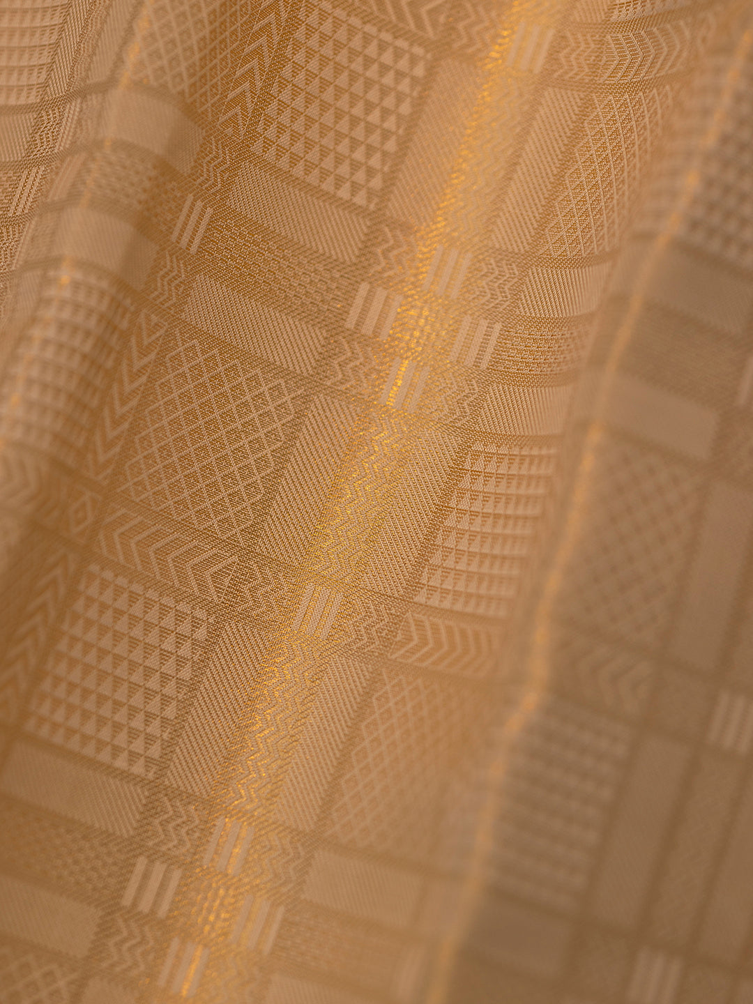 Men Premium Pure Silk Gold Tissue Emboss Design Dhoti Shirting & Towel Set with 5" inch Gold Jari Border RJ03