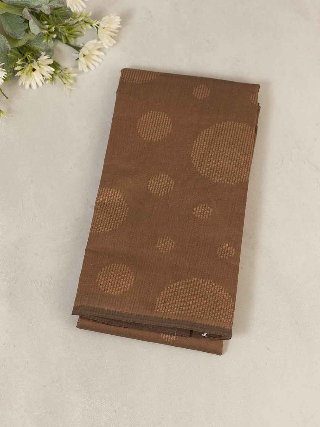 Women Mustard Brown Kora Cotton Saree PCS163
