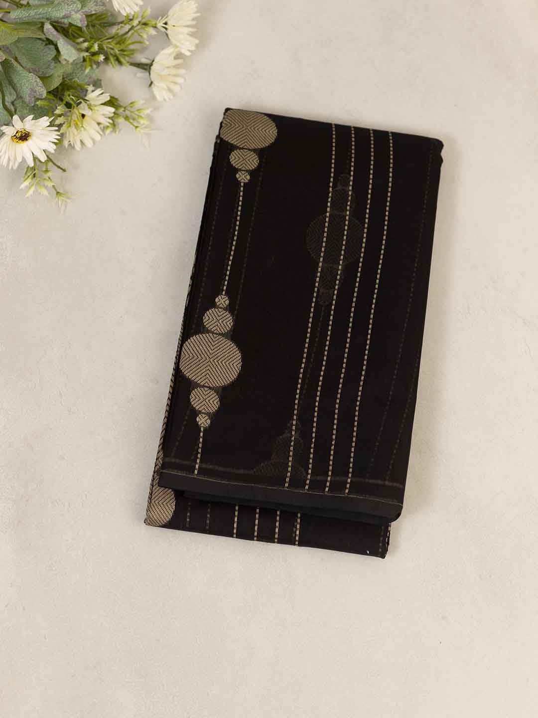 Women Black Kora Cotton Saree PCS158