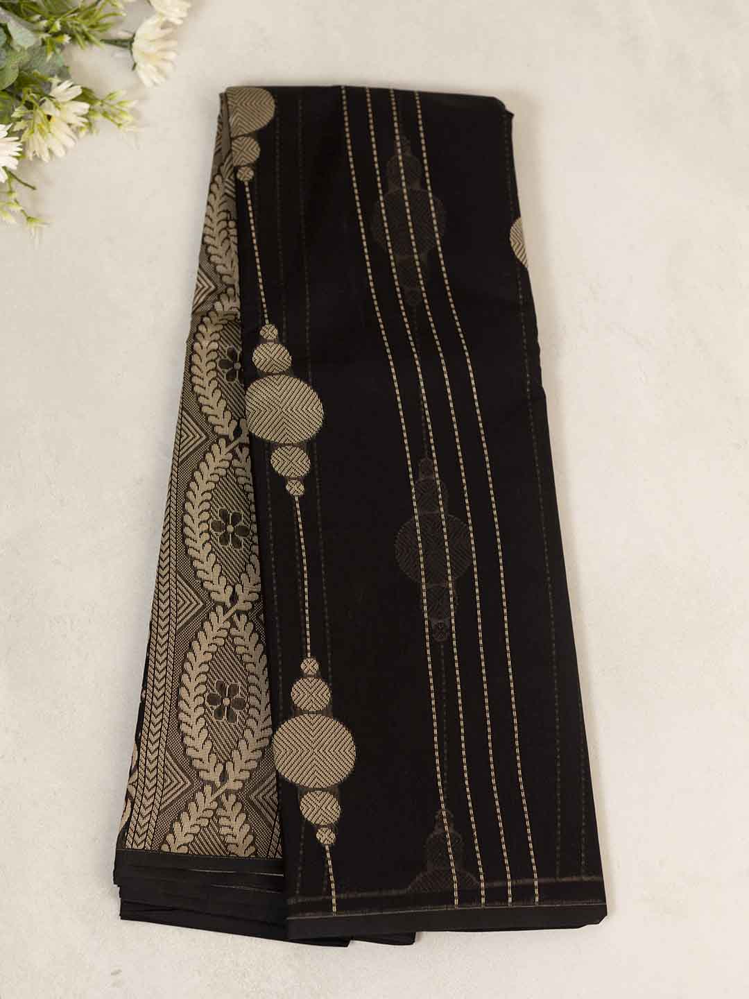 Women Black Kora Cotton Saree PCS158