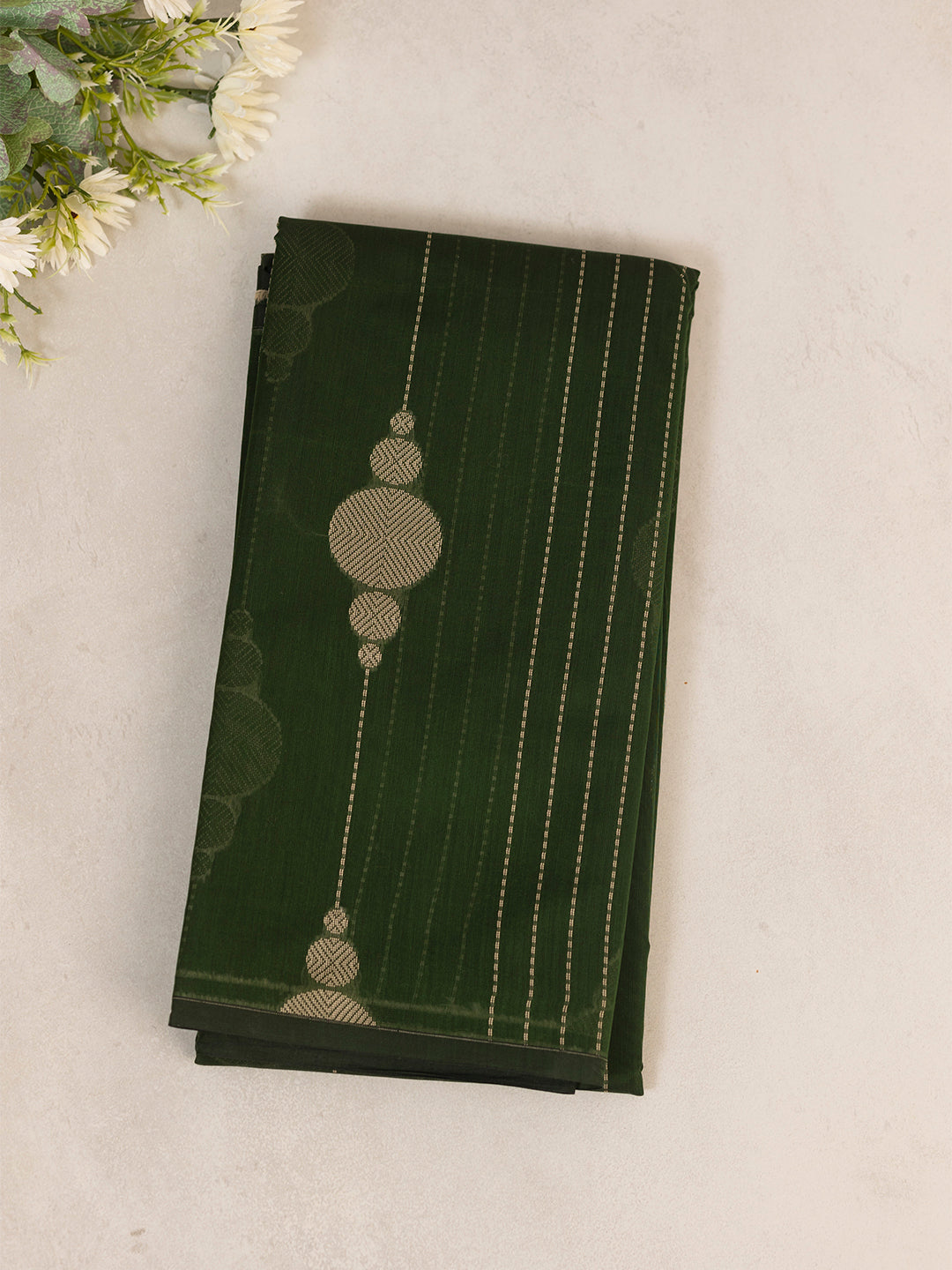 Women Dark Green Kora Cotton Saree PCS161