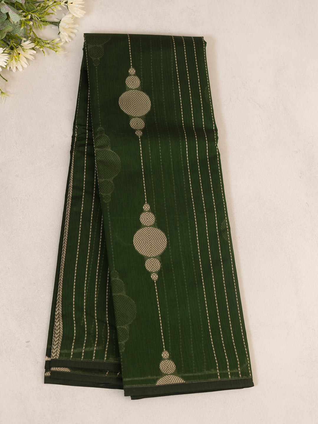 Women Dark Green Kora Cotton Saree PCS161
