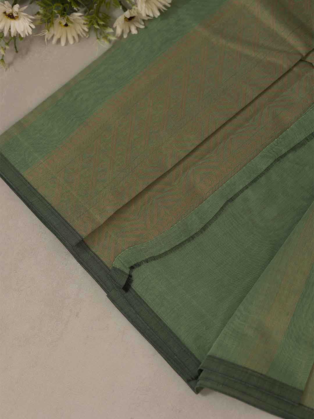 Women Green Kora Cotton Saree PCS171