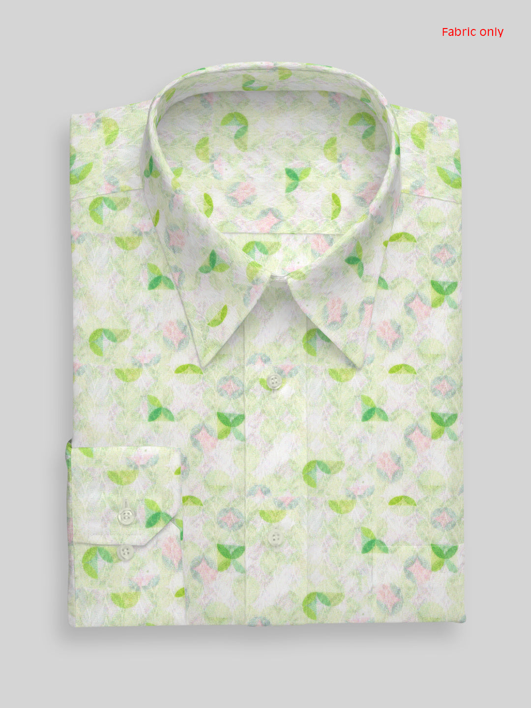 Men Cotton Rich Printed Shirt Fabric Green with White Oslo Print