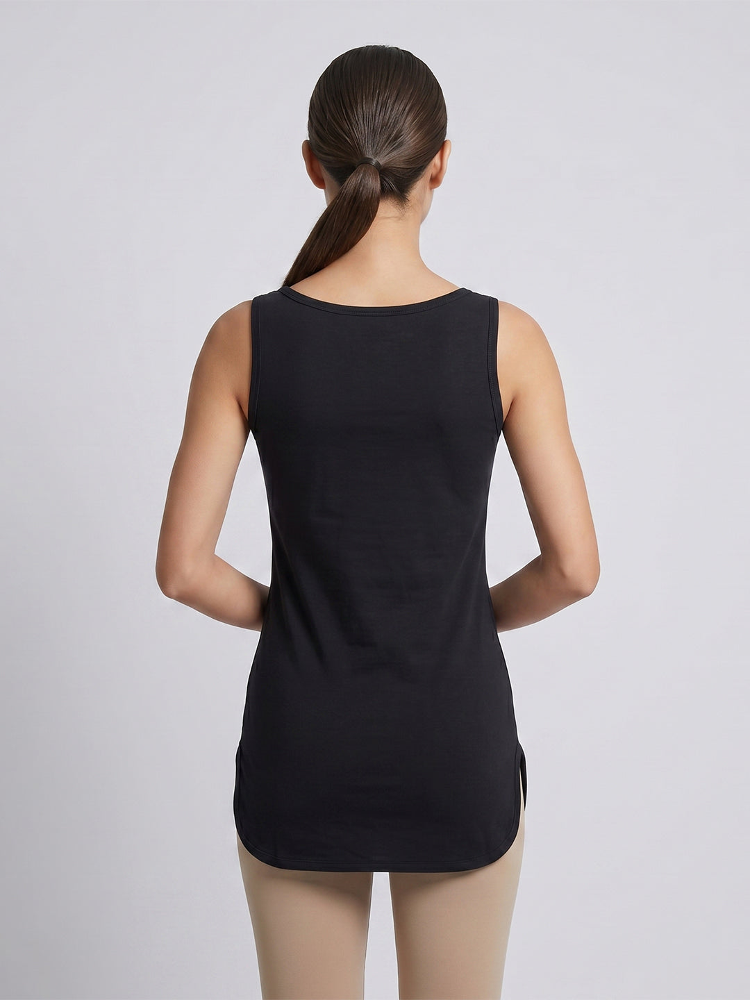 Women 100% Combed Cotton Black Long Camisole with Side Slit – Flora ( Pack of 2)