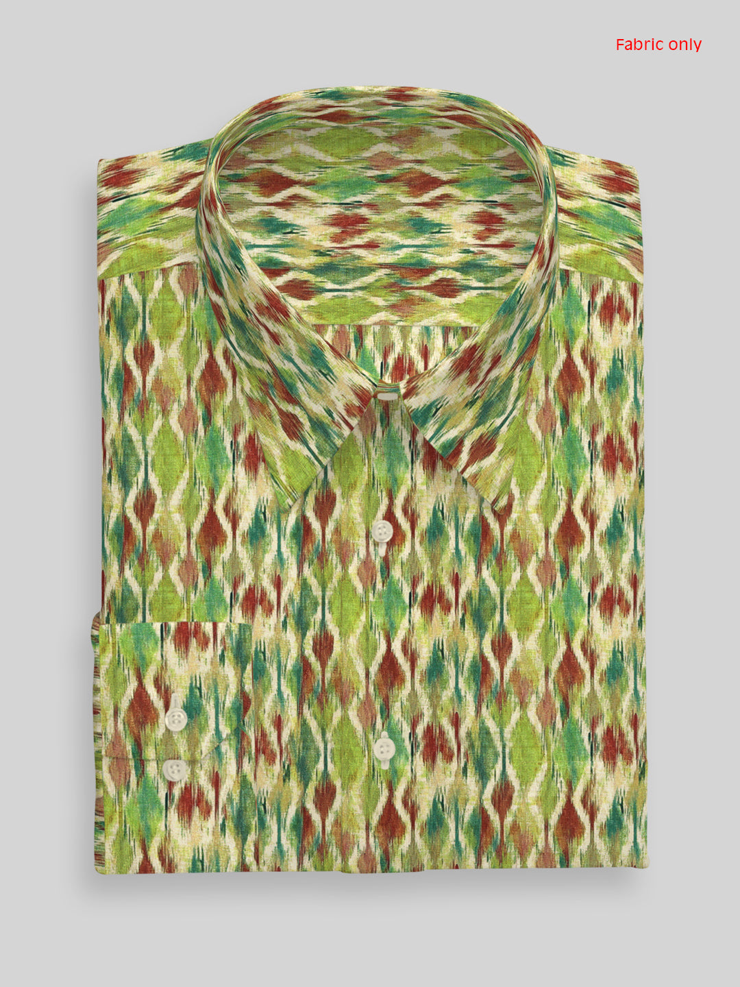 Men Cotton Rich Printed Shirt Fabric Green Oslo Print