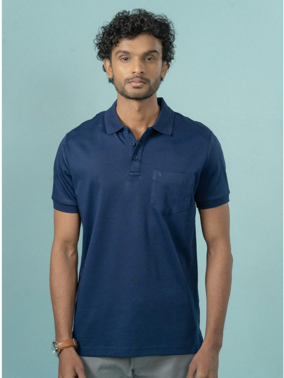Men Extra Long Staple Cotton Smart Fit Apex Polo T-Shirt Marine Royal AX17