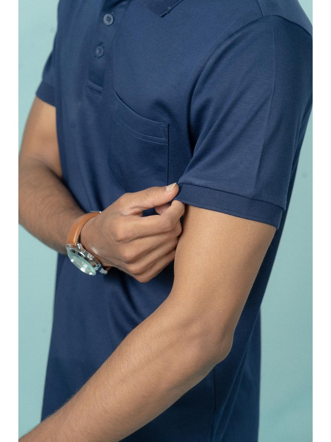 Men Extra Long Staple Cotton Smart Fit Apex Polo T-Shirt Marine Royal AX17