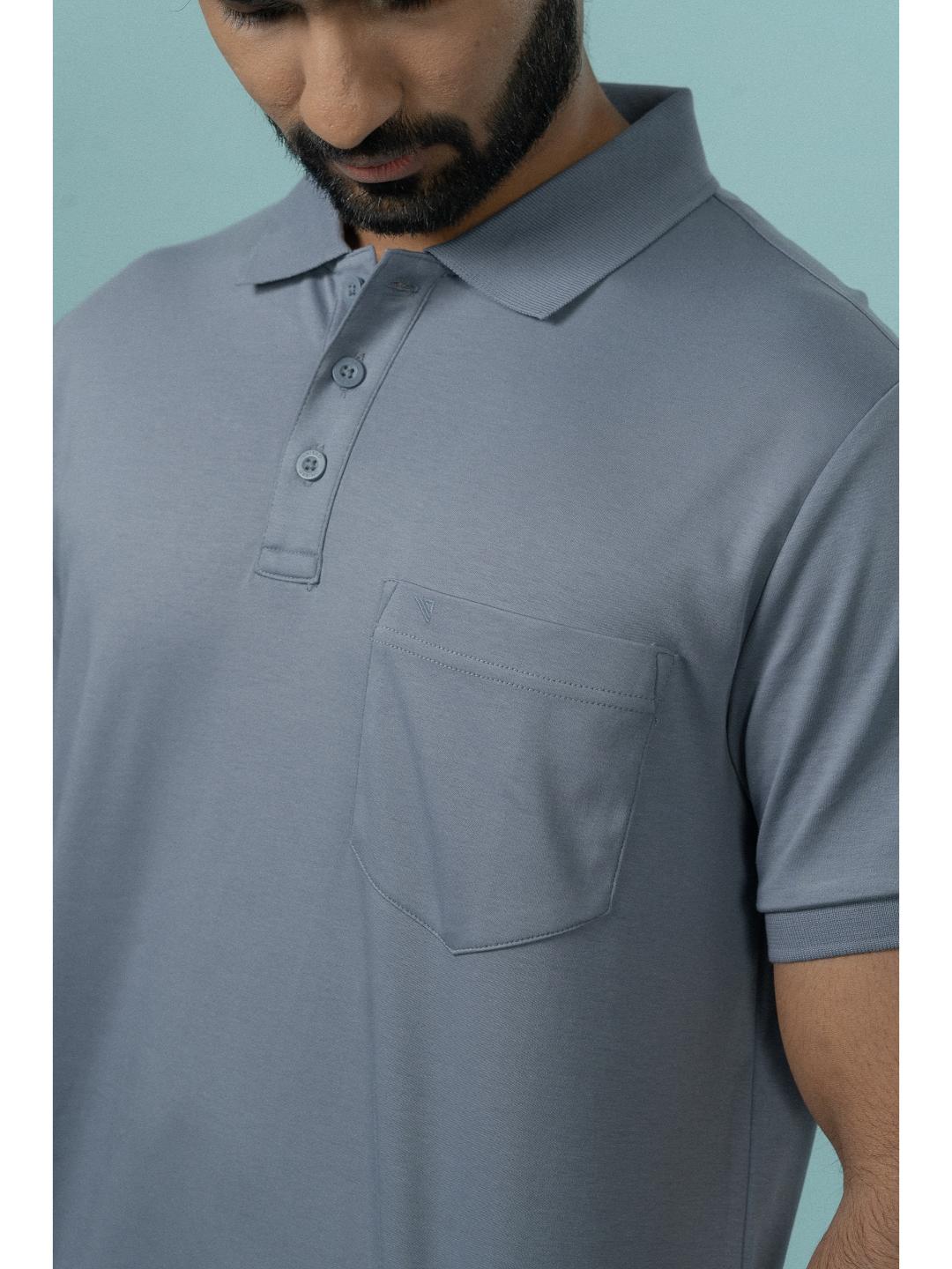 Men Extra Long Staple Cotton Smart Fit Apex Polo T-Shirt Amethyst Grey AX10