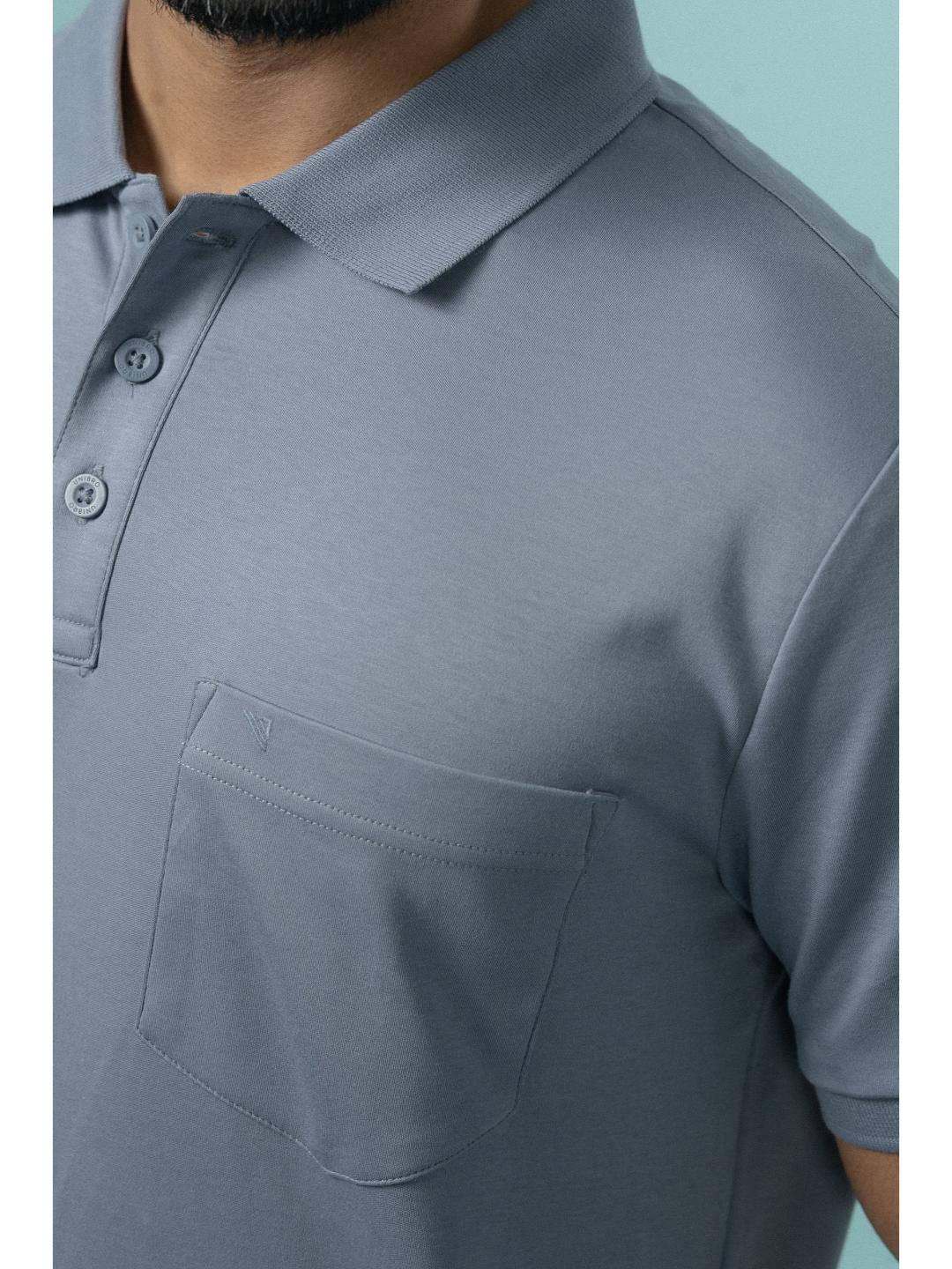 Men Extra Long Staple Cotton Smart Fit Apex Polo T-Shirt Amethyst Grey AX10