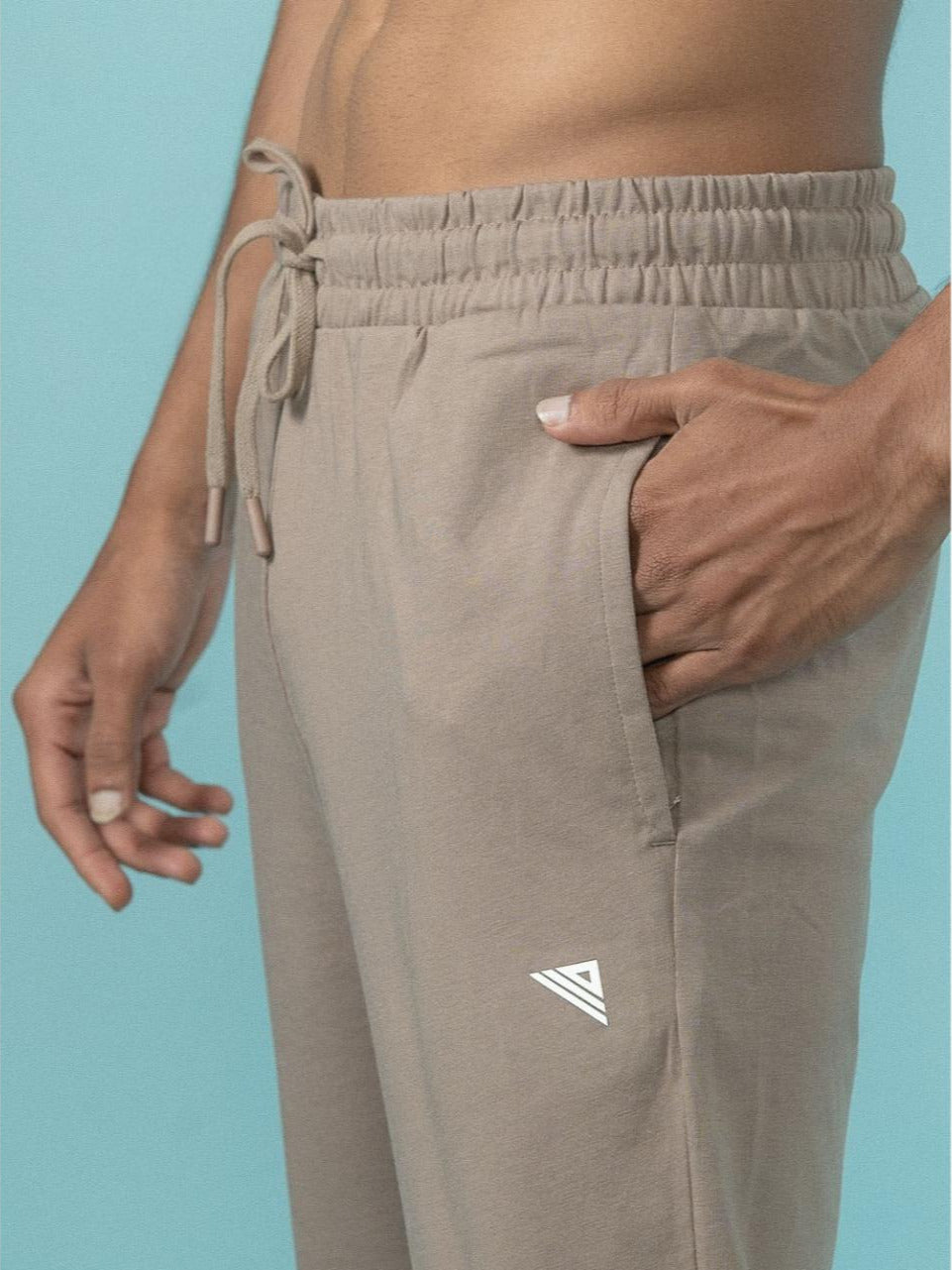Men Combed Cotton Rich Track Pant with Side Pockets Taupe Brown ETK9