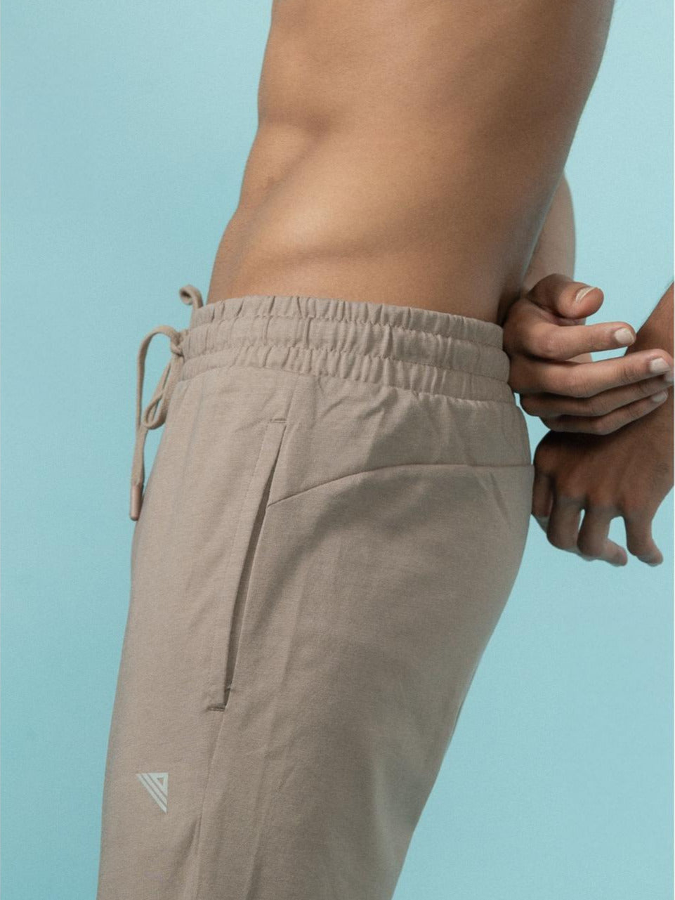 Men Combed Cotton Rich Track Pant with Side Pockets Taupe Brown ETK9