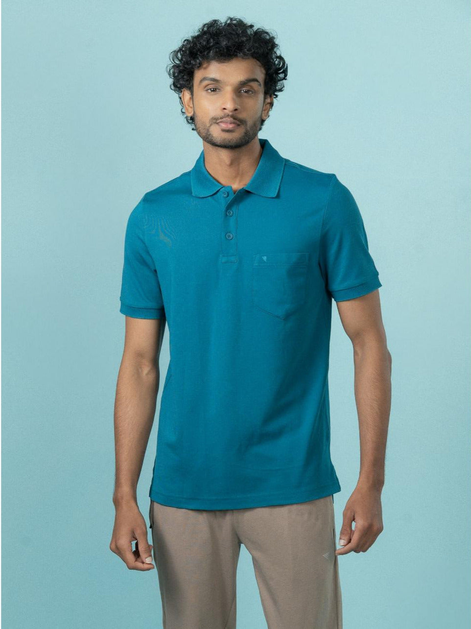 Men Cotton Rich Smart Fit Expert Polo T-Shirt Lake Blue EP33