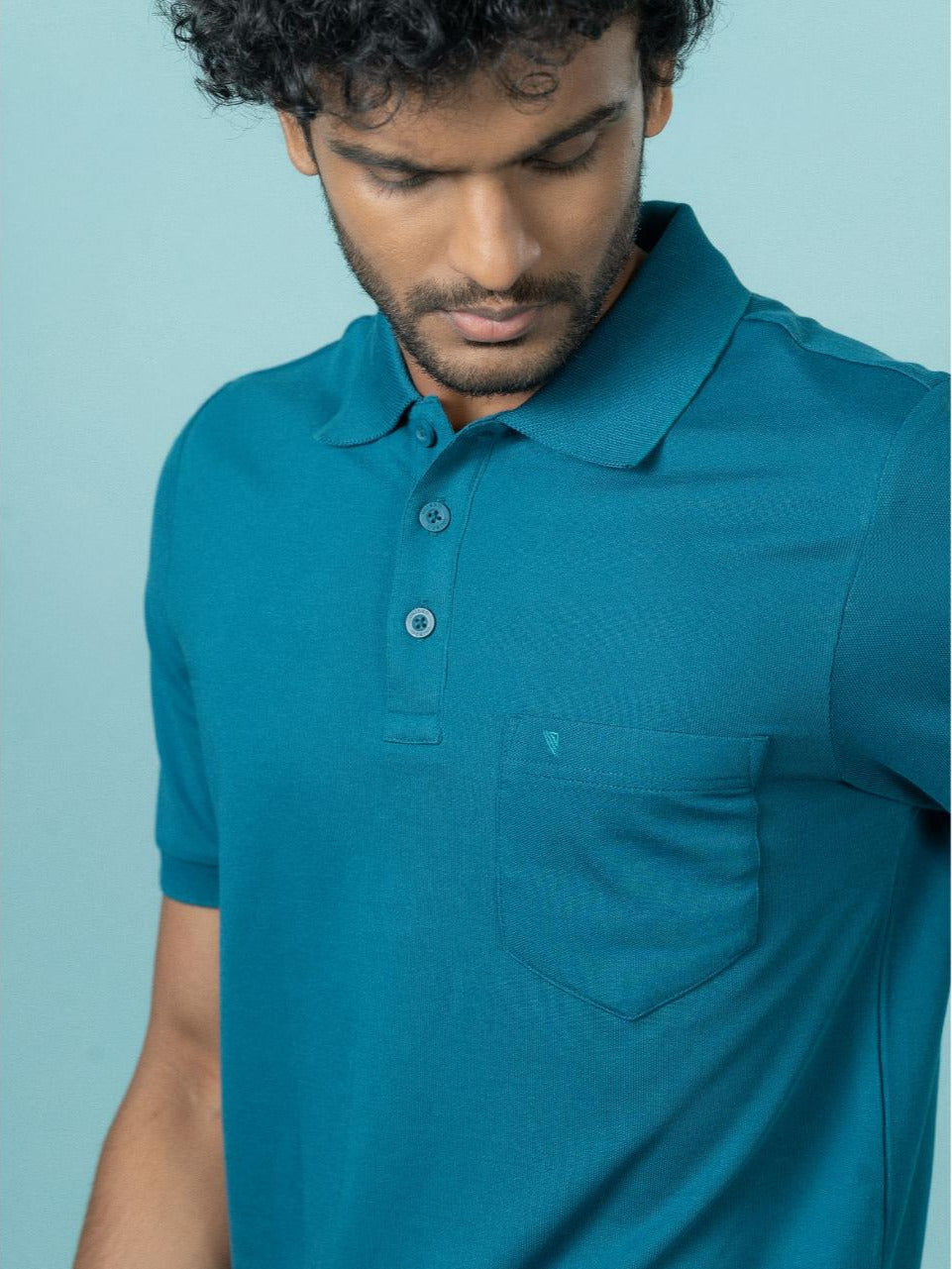 Men Cotton Rich Smart Fit Expert Polo T-Shirt Lake Blue EP33