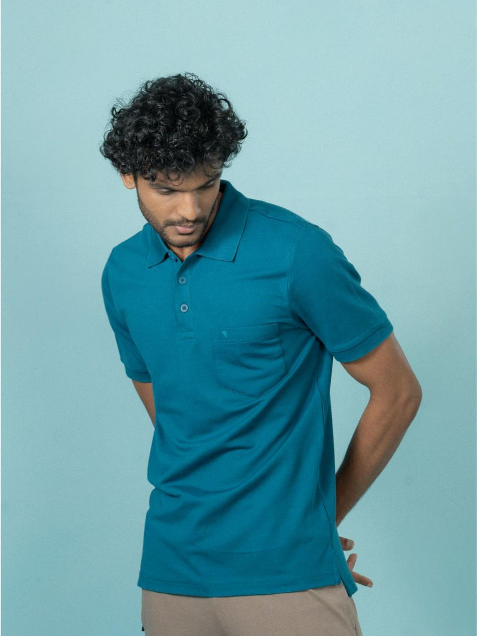 Men Cotton Rich Smart Fit Expert Polo T-Shirt Lake Blue EP33