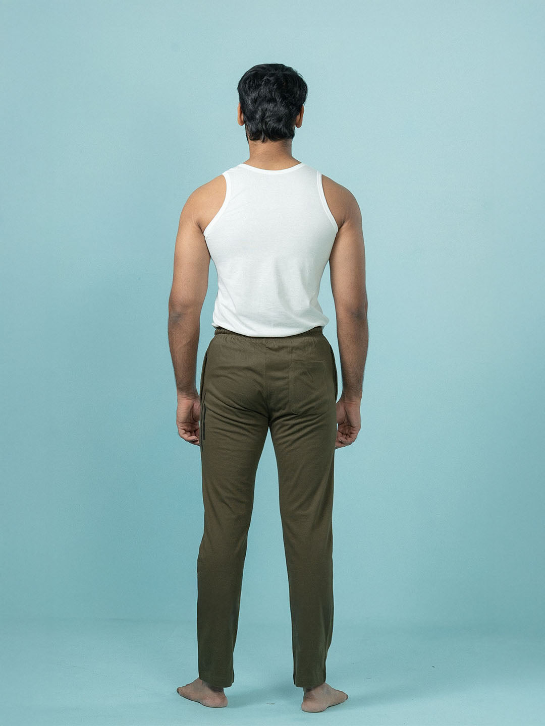 Men Combed Cotton Rich Regular Fit Track pant with Side Pockets Olive Green AGT7