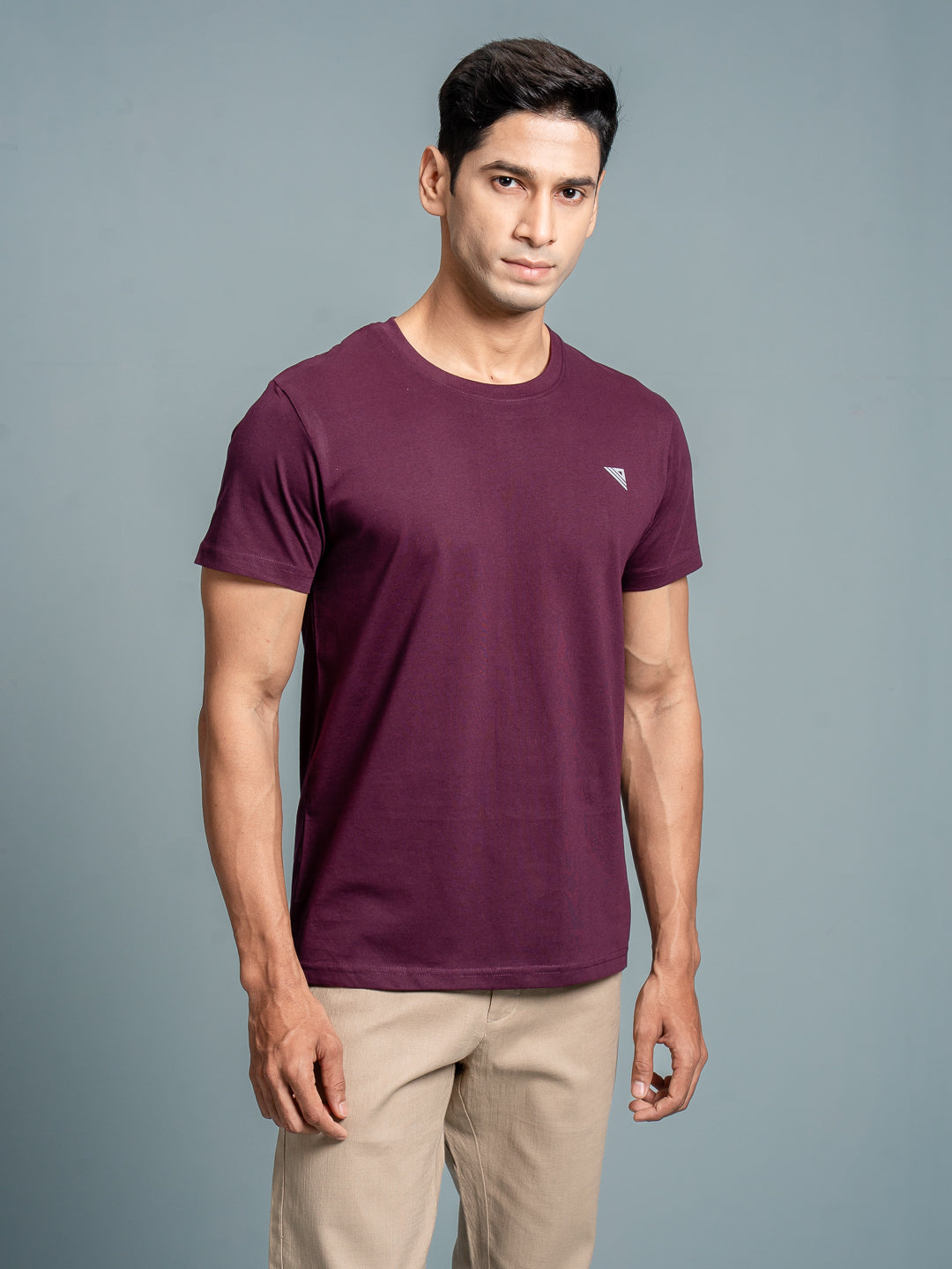 Men 100% Cotton Smart Fit Expert Tee Wine ET16
