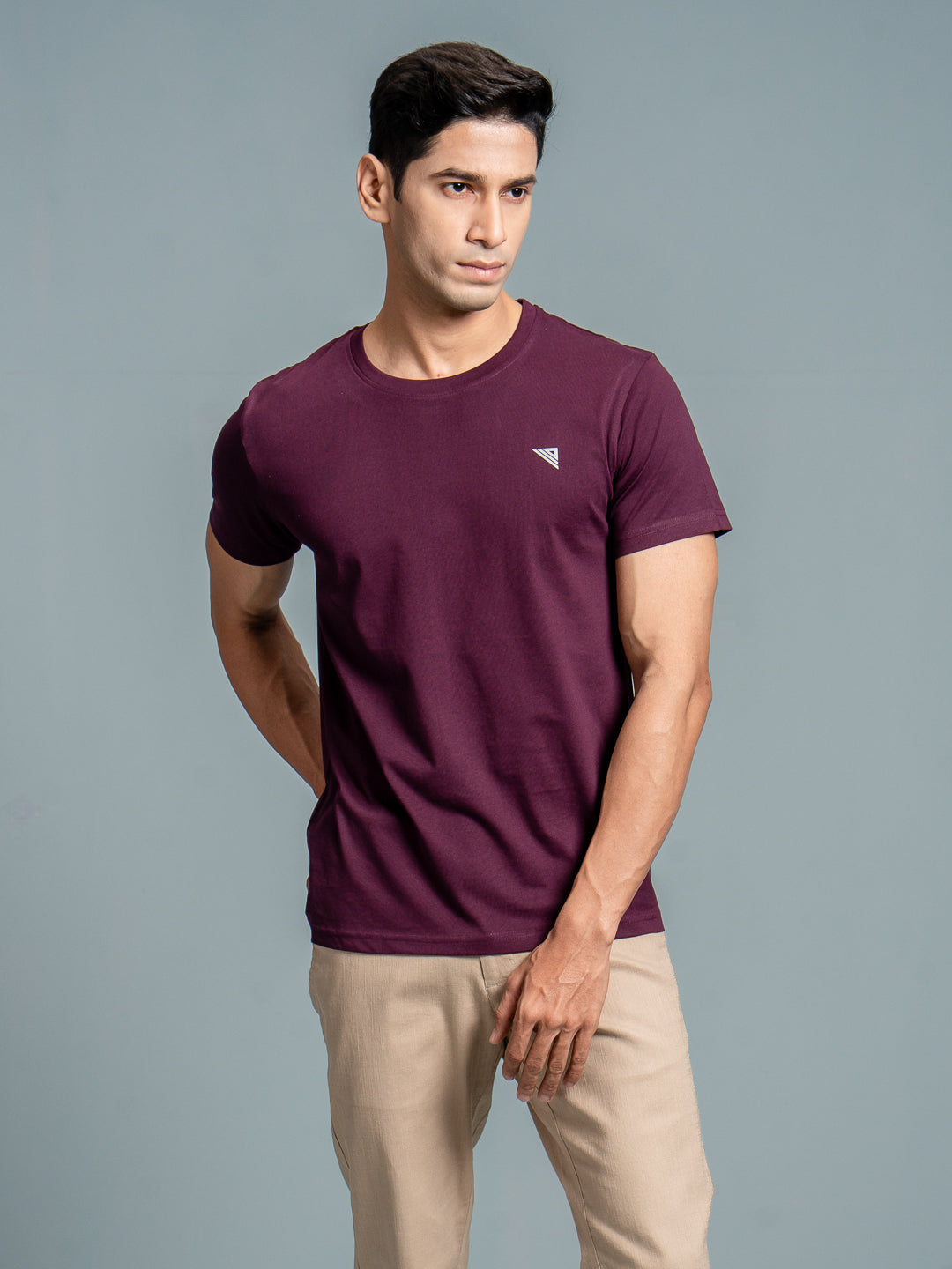 Men 100% Cotton Smart Fit Expert Tee Wine ET16
