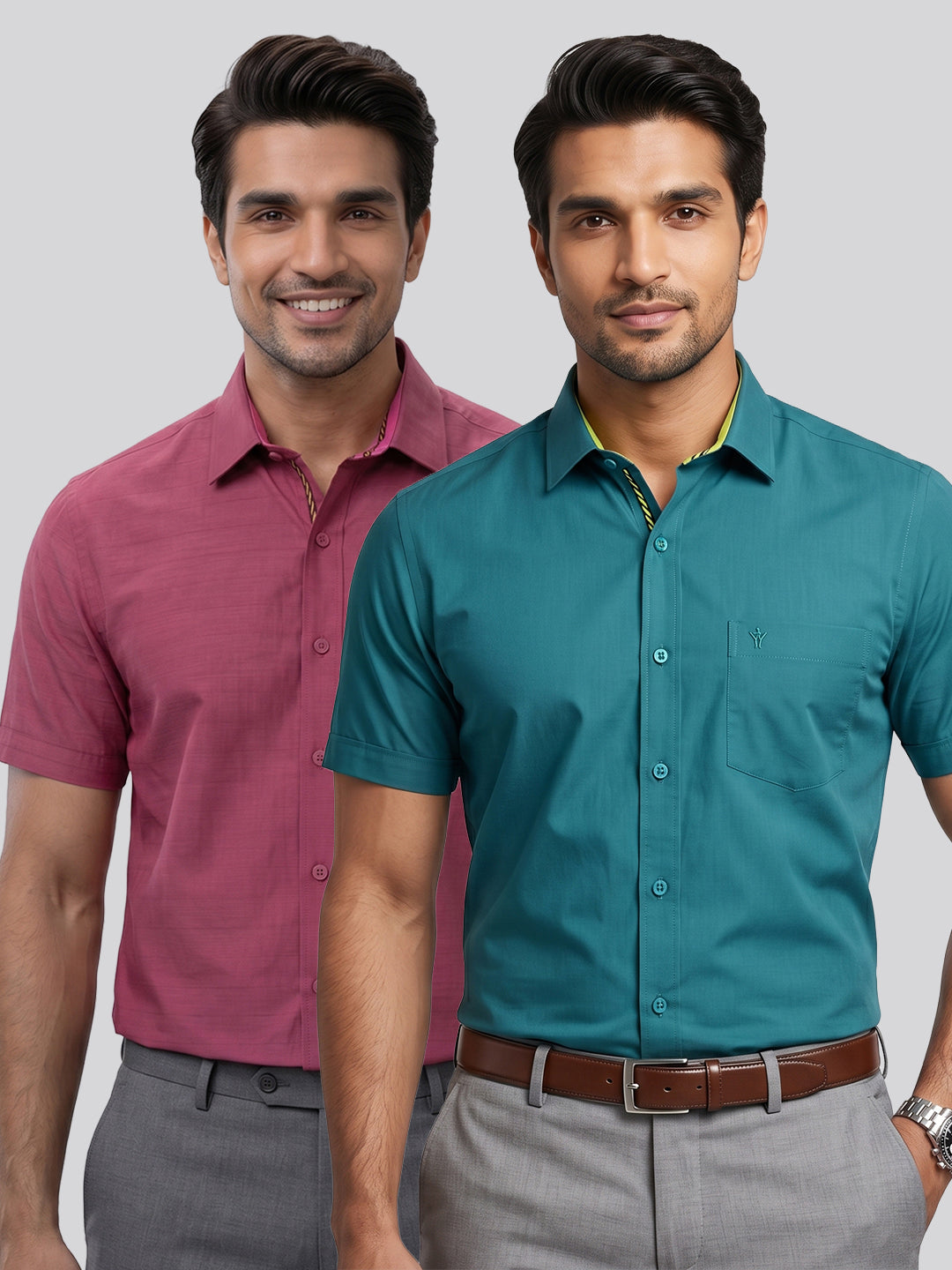 Men's 100% Cotton Smart Fit Blue & Maroon Shirts – 2 Piece Combo
