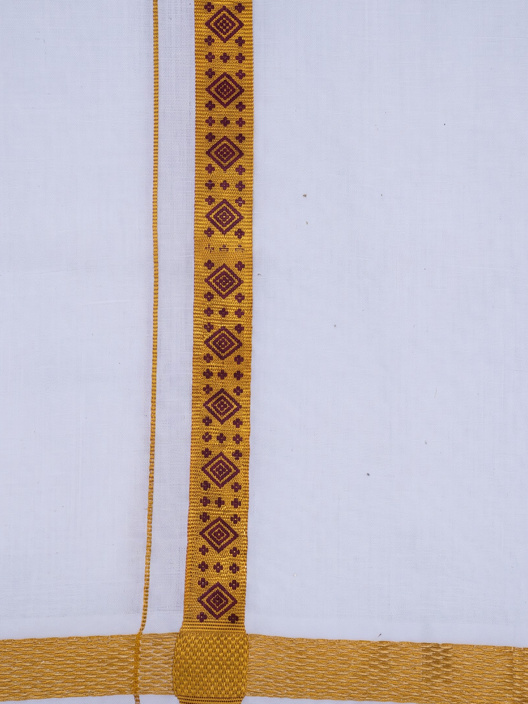 Single Layer Cotton Blend White Dhoti with Fancy Jari Border - GP05