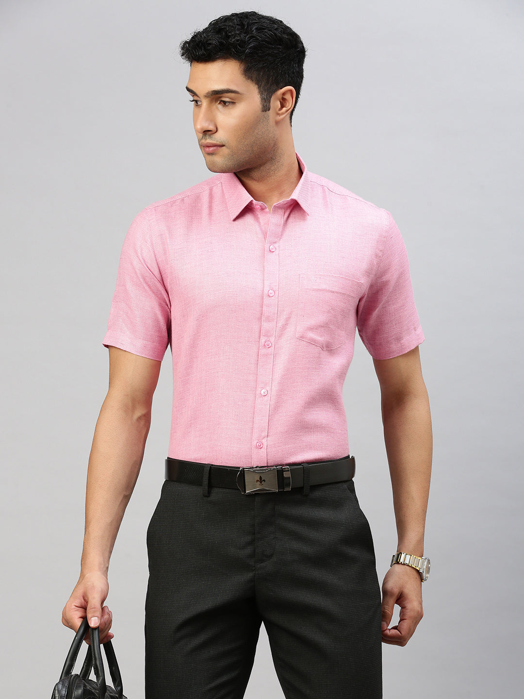 Men Cotton Blend Shirt Pink T7 CG13