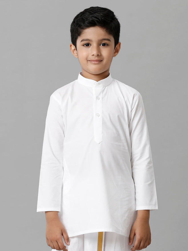 Boys Cotton Full Sleeves White Kurta