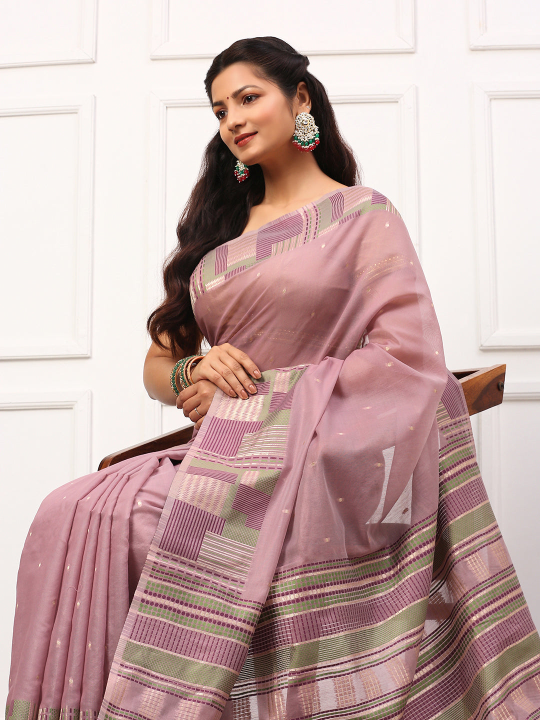 Womens Semi Silk Saree Purple SS239