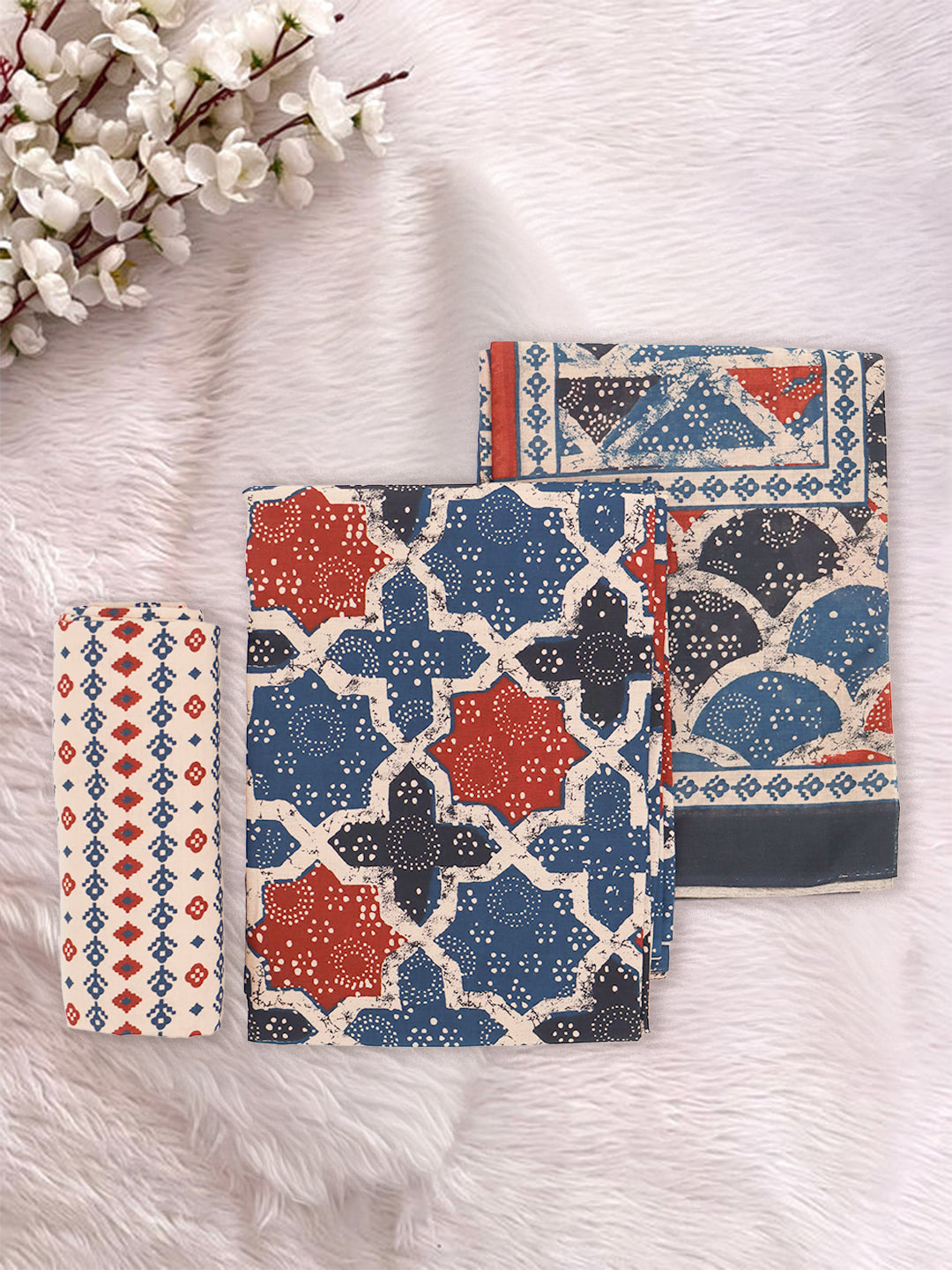 Women Pure Cotton Printed Dress Material Multi Colour DM339